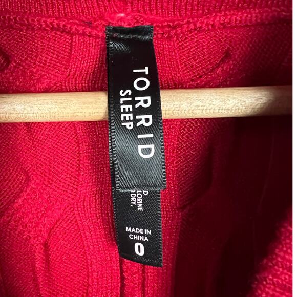 TORRID SLEEP Womens L (0) Red Cable Knit Heavy Warm Cozy Sweater Pullover Hoodie - Picture 6 of 11